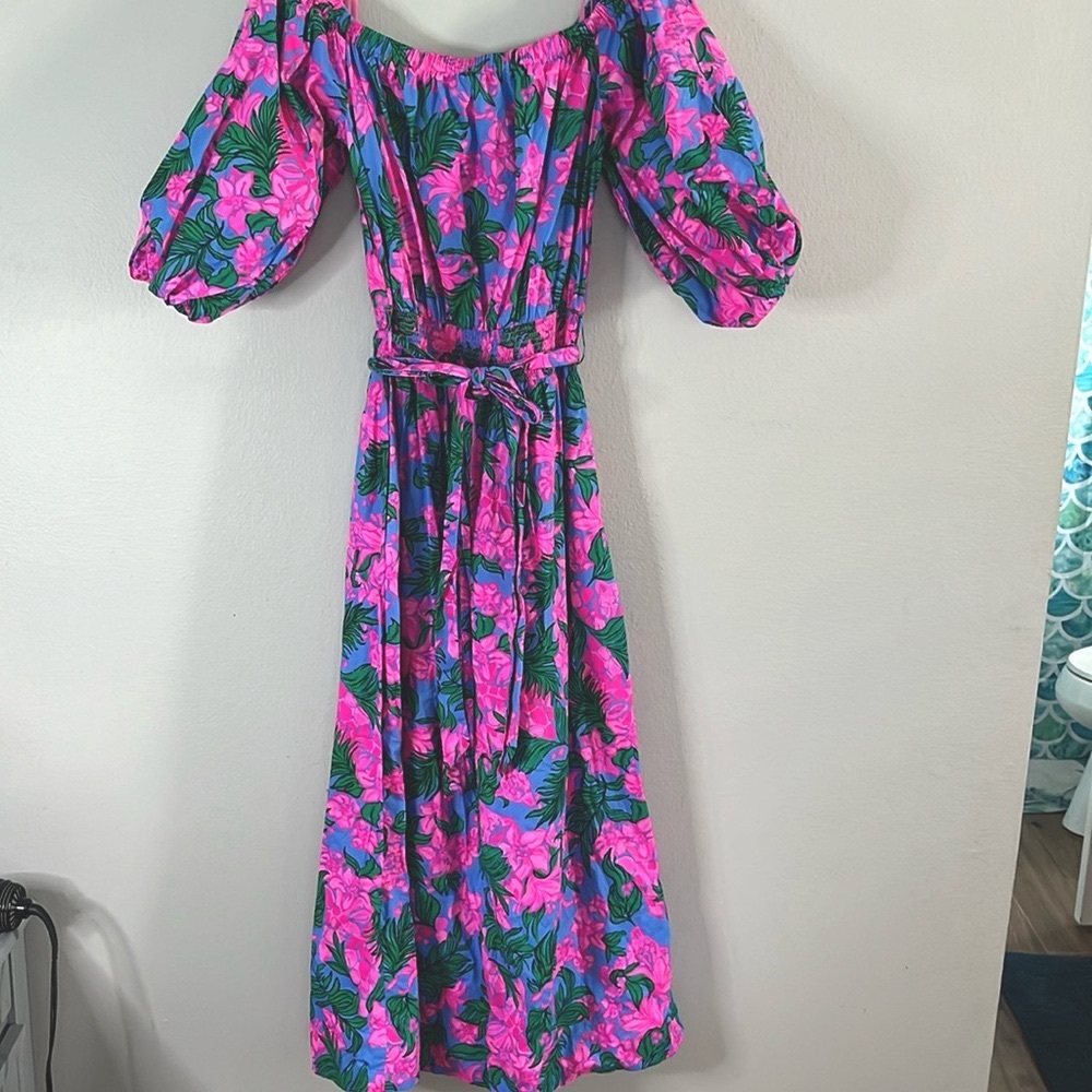 Lilly Pulitzer Shawnlee elbow off shoulder midi dress